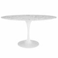 East End Imports Lippa 60 in. Oval-Shaped Artificial Marble Dining Table, White EEI-1135-WHI